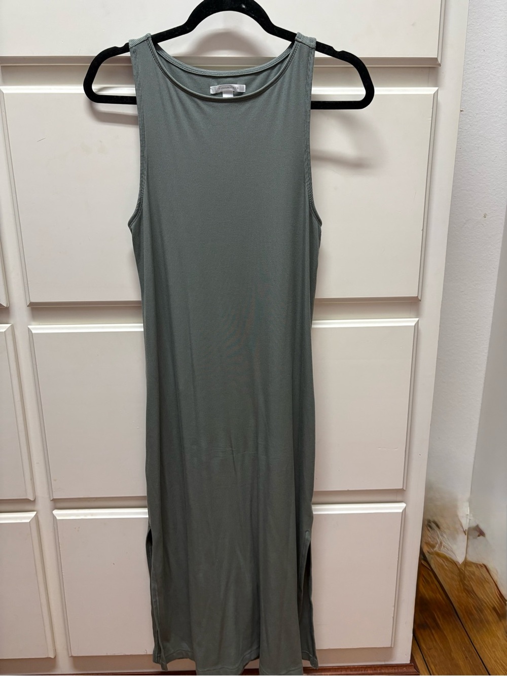 Travis Mathew Olive Green Ribbed Sleeveless Maxi Dress